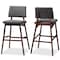 Baxton Studio Colton Dark Gray Upholstered and Walnut-Finished Wood Bar Stool, PK2 152-9248 - alternate 1